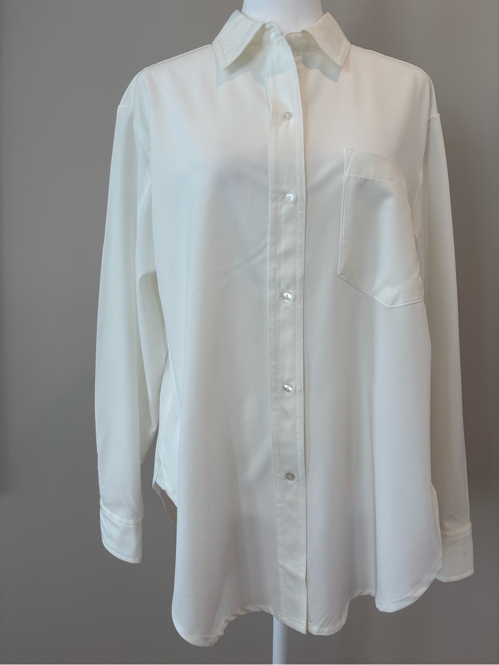 Modern Works Button Up Blouse Off-White Womens Sm NWOT ***Measurments In Pics***